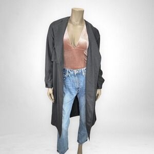Vintage 80s‎ HARVE BENARD Wool Gray Trench Coat S